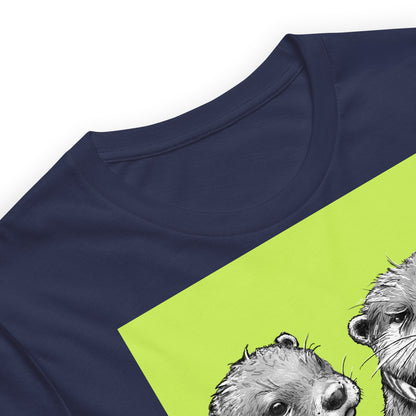 Close up of the Hammered Steve otter t-shirt in Navy