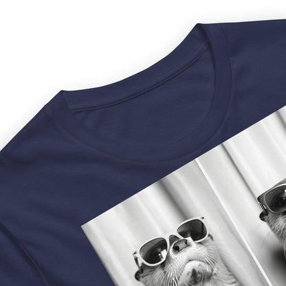 Close up of the Steve & Brad Visit Brighton otter t-shirt in Navy