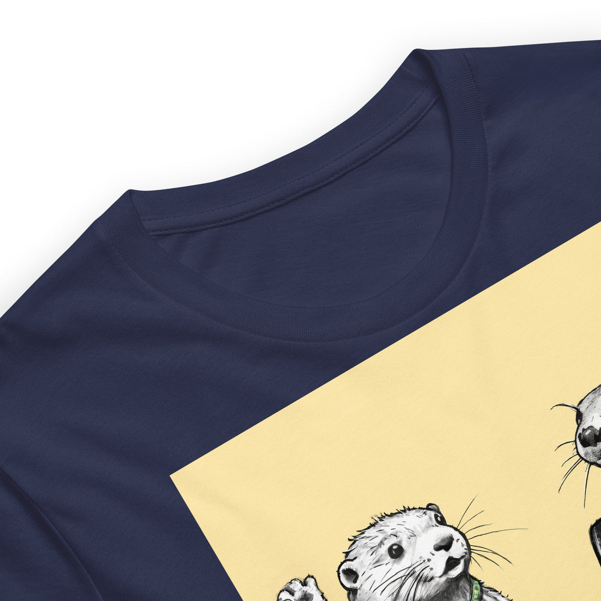 Close up of The Meeting Is Over Steve otter t-shirt in Navy
