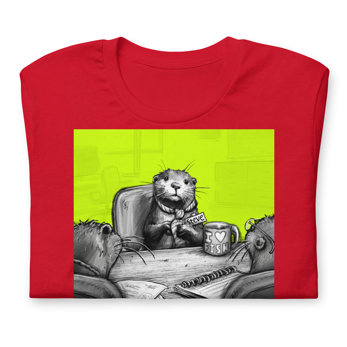 Under Pressure Steve otter t-shirt folded, in Red