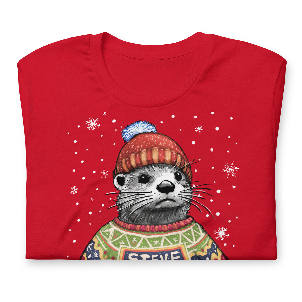 Christmas Opinions Steve otter t-shirt folded, in Red