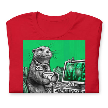 Artificial Intelligence Steve otter t-shirt folded, in Red
