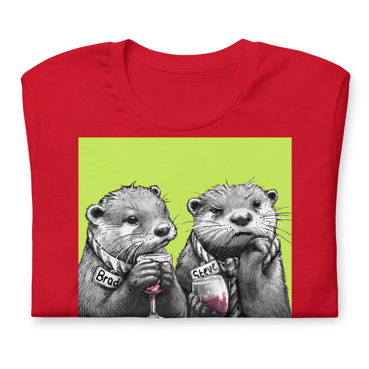 Hammered Steve otter t-shirt folded, in Red