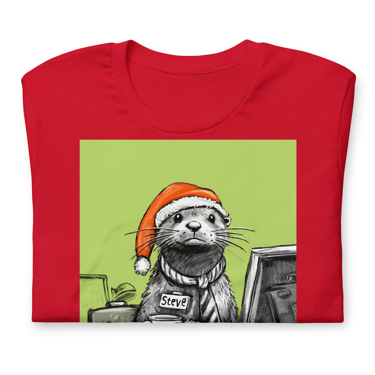 Ready For Christmas Steve otter t-shirt folded, in Red