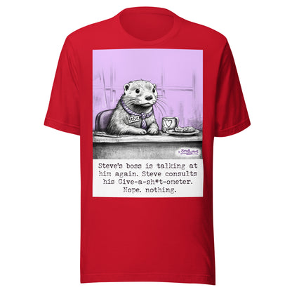 Give-a-sh*t-ometer Steve otter t-shirt in Red