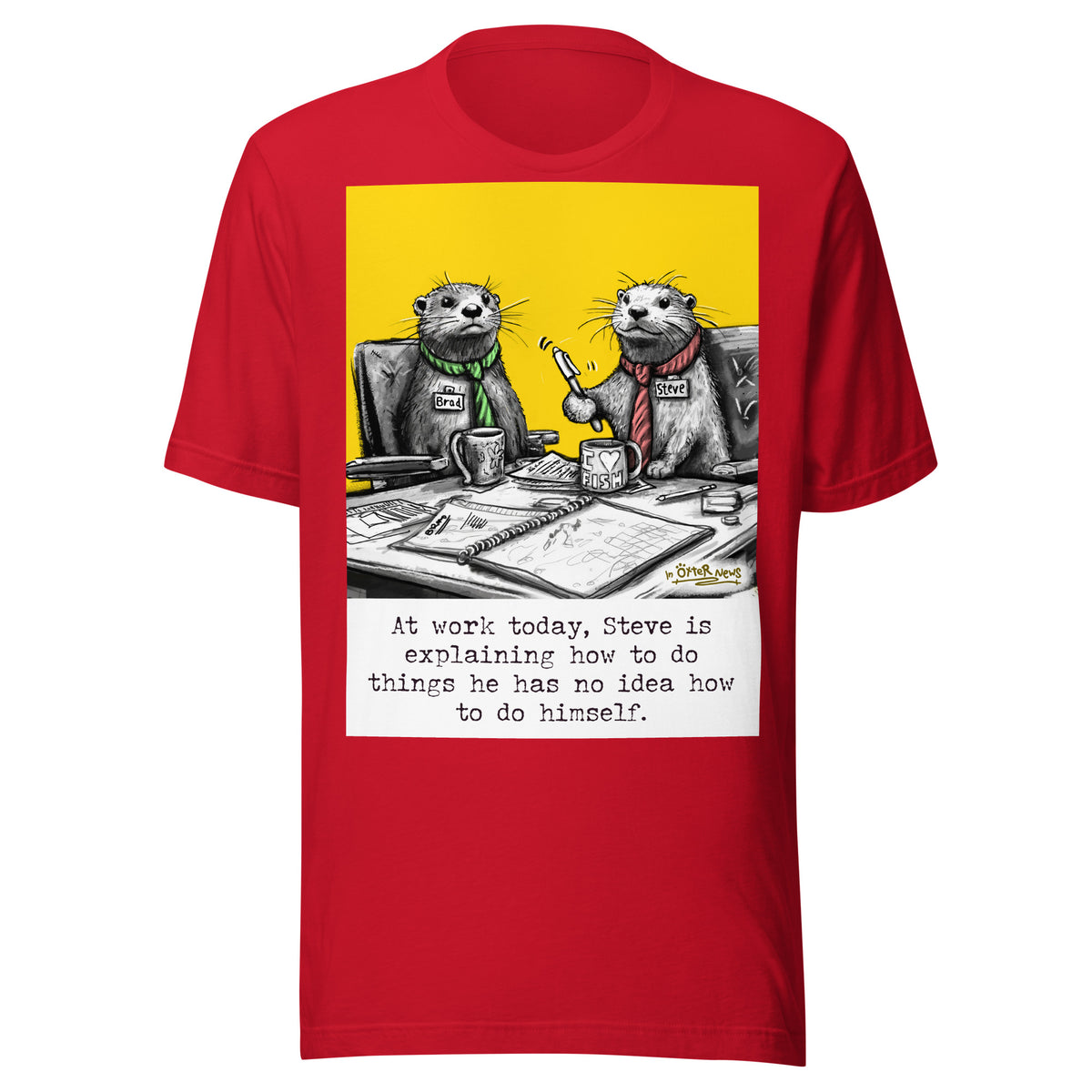 Steve Explains otter t-shirt in Red