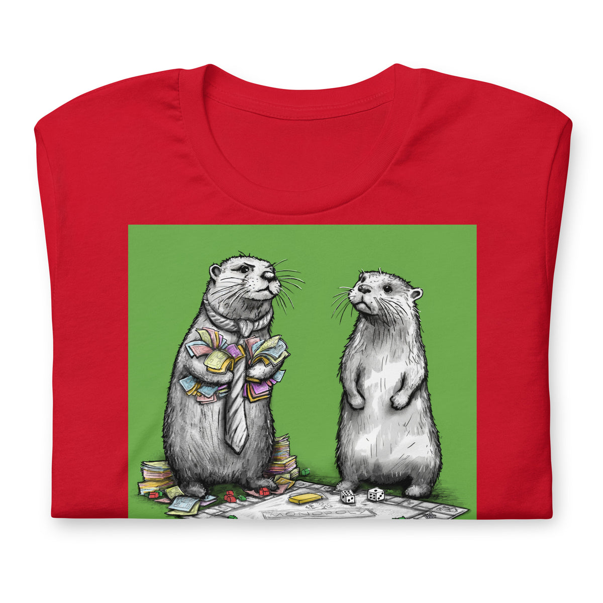 Monopoly Steve otter t-shirt folded, in Red