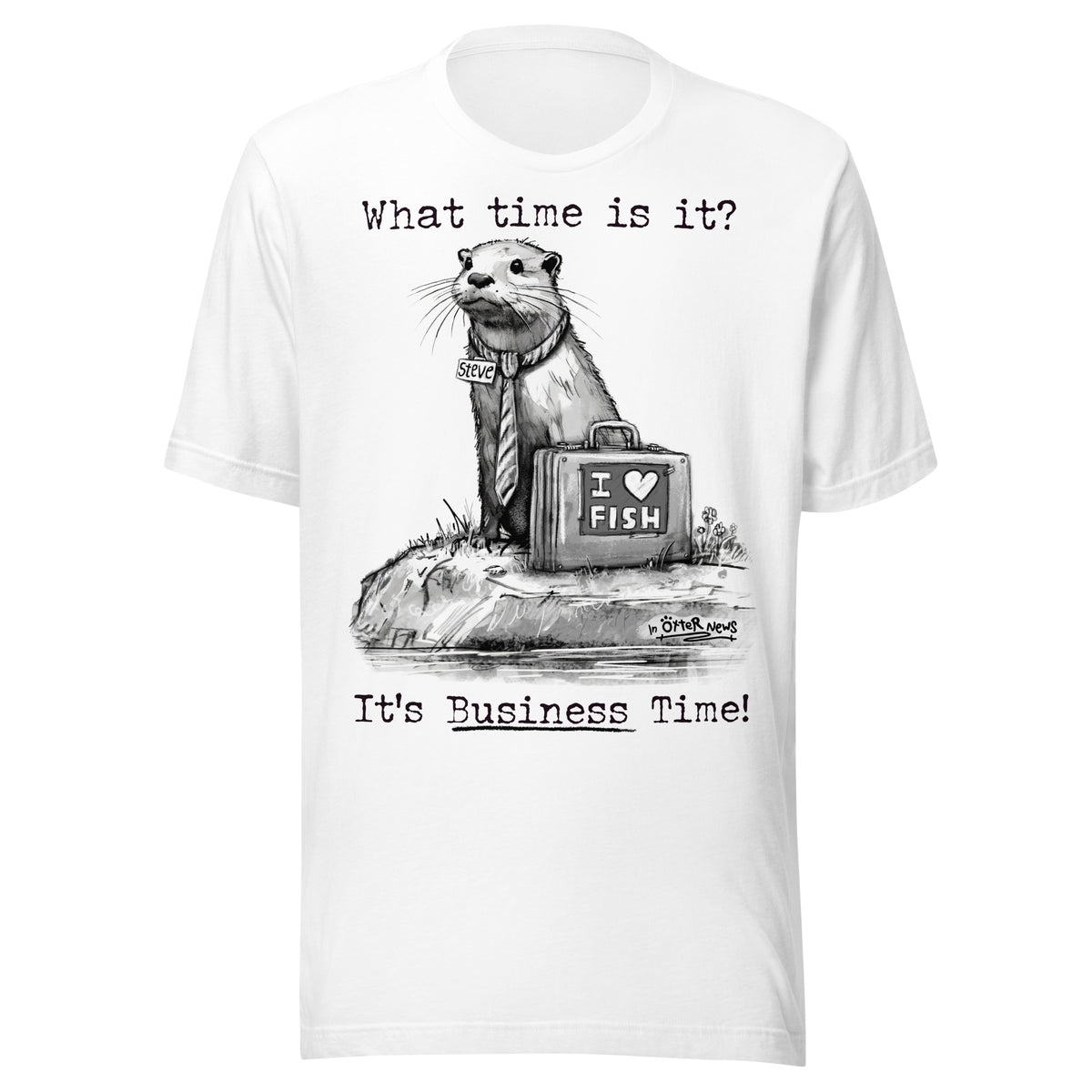 Business Time Steve otter t-shirt in White