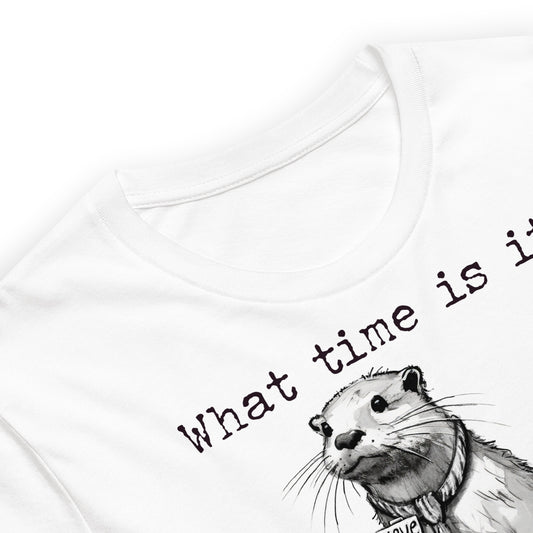 Close up of the Business Time Steve otter t-shirt
