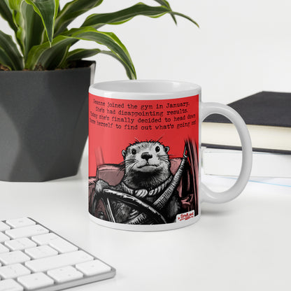 Custom name otter mug, The Gym, made with the name Jeanne in place of Steve
