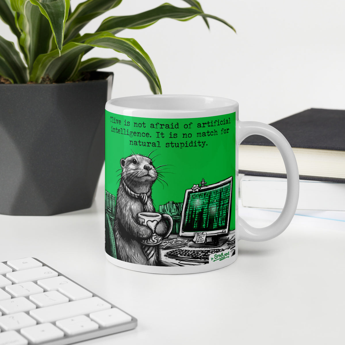 Custom name otter mug, Artificial Intelligence, made with the name Clive in place of Steve