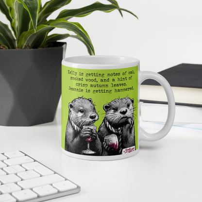 Custom name otter mug, Hammered, made with the names Kelly and Jeannie in place of Steve