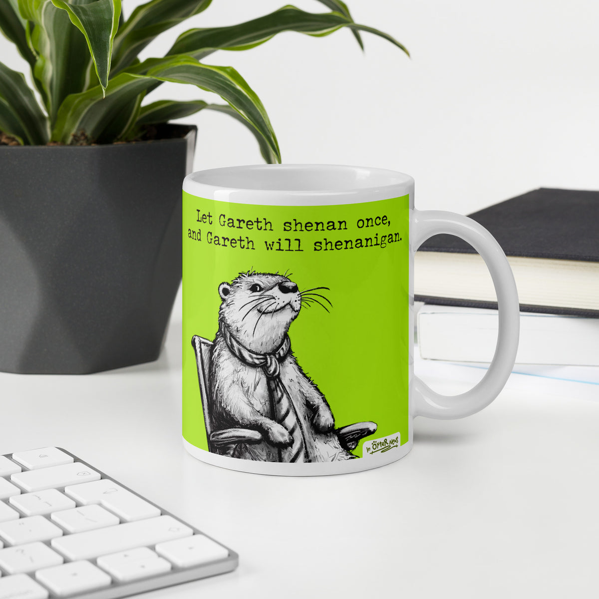 Custom name otter mug, Shenanigans, made with the name Gareth in place of Steve