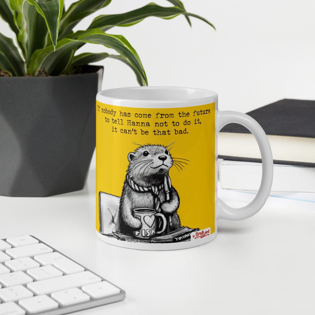 Custom name otter mug, The Future, made with the name Hanna in place of Steve